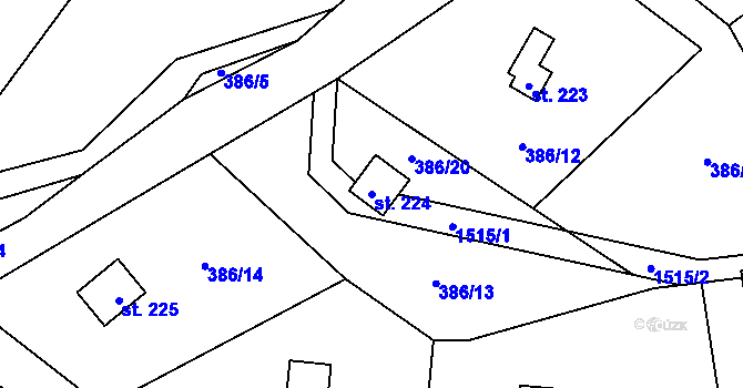 Parcela st. 224 v KÚ Buš, Katastrální mapa
