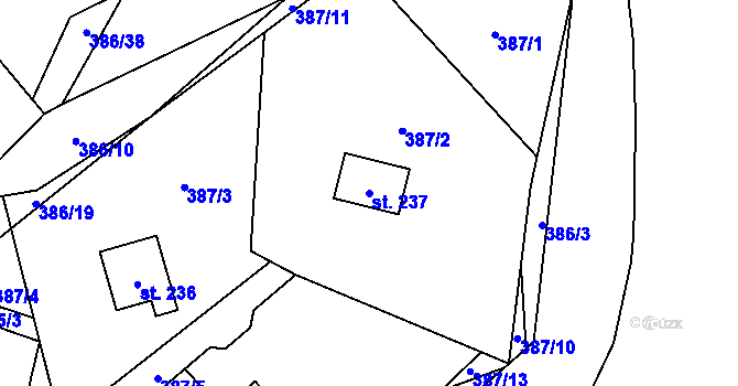 Parcela st. 237 v KÚ Buš, Katastrální mapa
