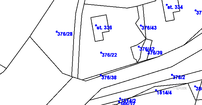 Parcela st. 376/22 v KÚ Buš, Katastrální mapa