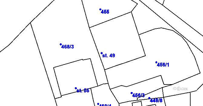 Parcela st. 49 v KÚ Bušanovice, Katastrální mapa