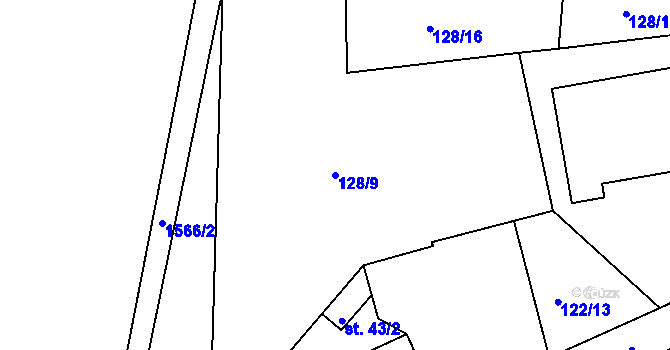 Parcela st. 128/9 v KÚ Bušanovice, Katastrální mapa