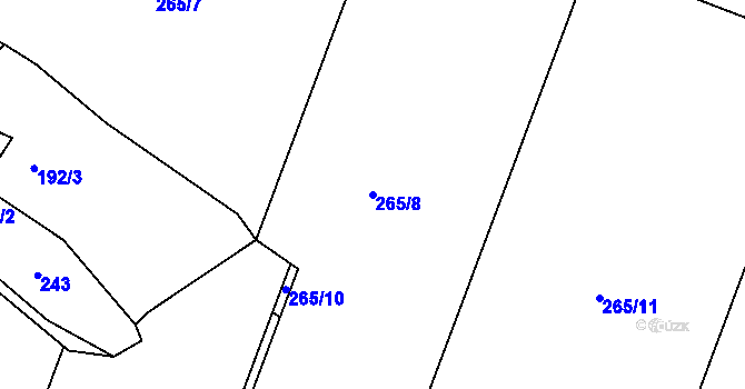 Parcela st. 265/8 v KÚ Bušanovice, Katastrální mapa