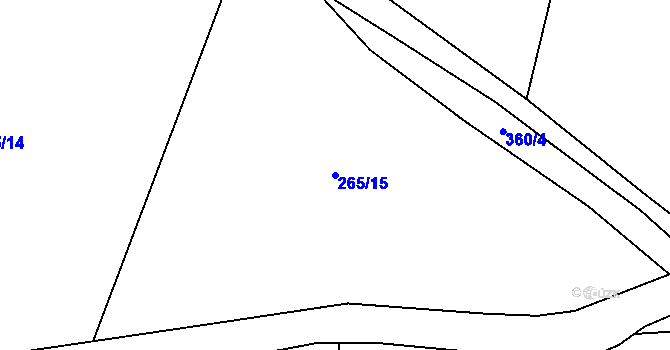 Parcela st. 265/15 v KÚ Bušanovice, Katastrální mapa