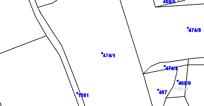 Parcela st. 474/1 v KÚ Bušanovice, Katastrální mapa