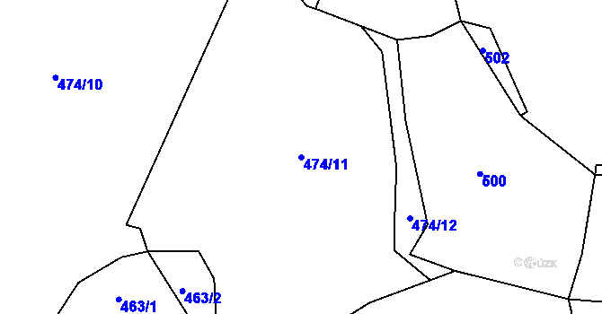 Parcela st. 474/11 v KÚ Bušanovice, Katastrální mapa