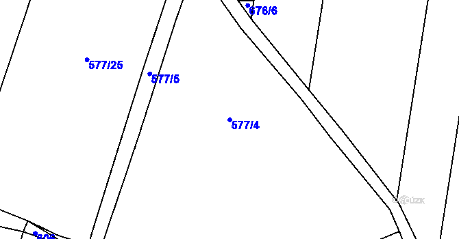 Parcela st. 577/4 v KÚ Bušanovice, Katastrální mapa