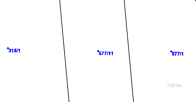 Parcela st. 577/11 v KÚ Bušanovice, Katastrální mapa