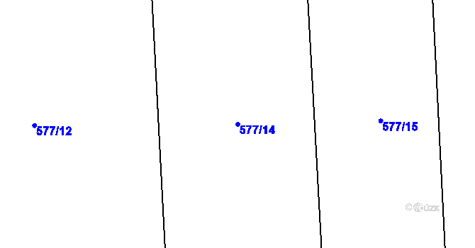 Parcela st. 577/14 v KÚ Bušanovice, Katastrální mapa