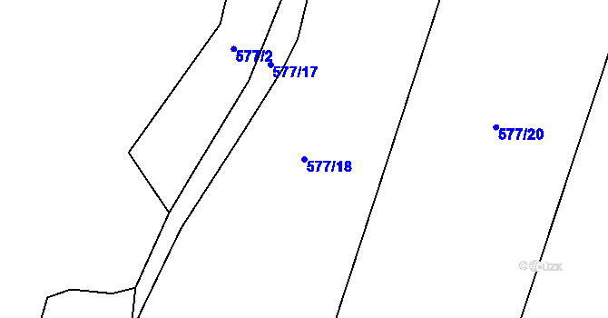 Parcela st. 577/18 v KÚ Bušanovice, Katastrální mapa