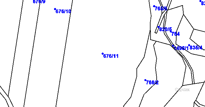 Parcela st. 676/11 v KÚ Bušanovice, Katastrální mapa