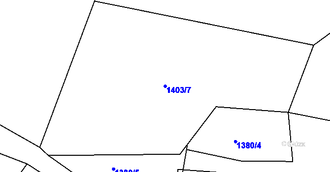 Parcela st. 1403/7 v KÚ Bušanovice, Katastrální mapa