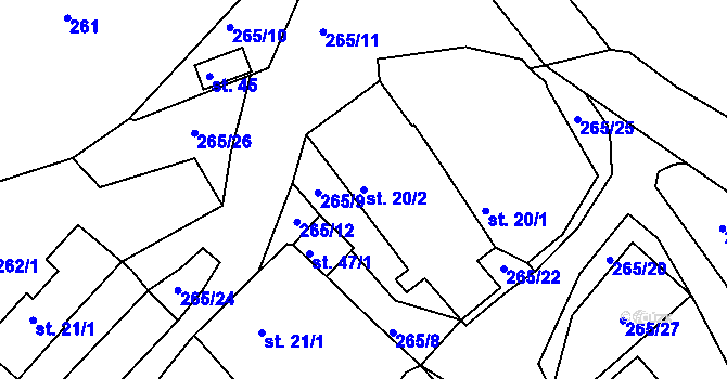 Parcela st. 20/2 v KÚ Dolní Nakvasovice, Katastrální mapa