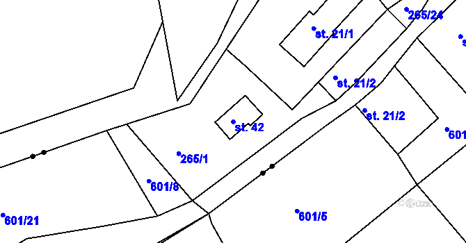 Parcela st. 42 v KÚ Dolní Nakvasovice, Katastrální mapa
