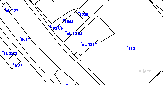 Parcela st. 121/1 v KÚ Bušín, Katastrální mapa
