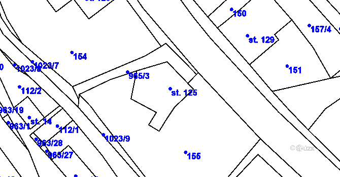 Parcela st. 125 v KÚ Bušín, Katastrální mapa