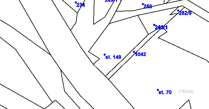 Parcela st. 149 v KÚ Bušín, Katastrální mapa