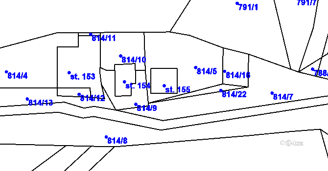 Parcela st. 155 v KÚ Bušín, Katastrální mapa