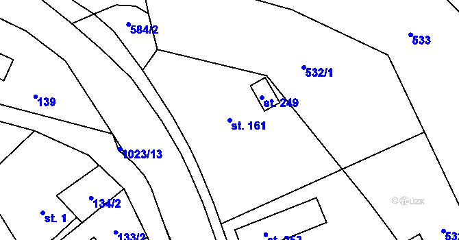 Parcela st. 161 v KÚ Bušín, Katastrální mapa