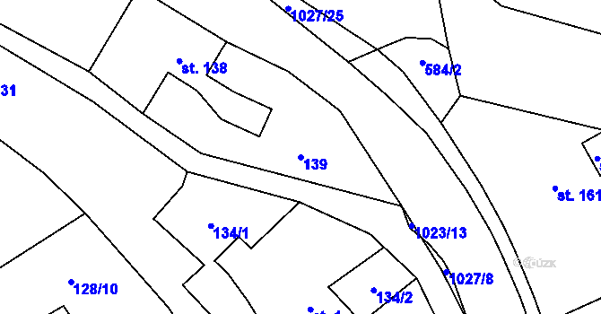 Parcela st. 139 v KÚ Bušín, Katastrální mapa