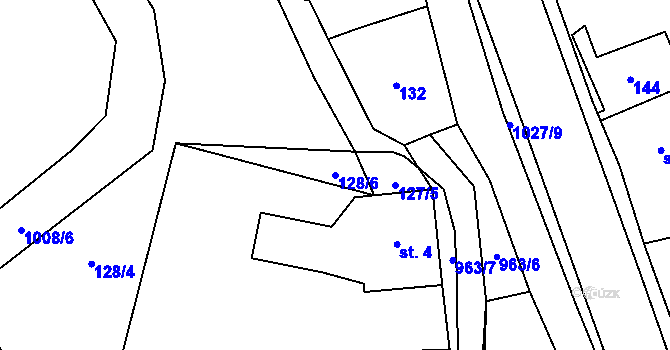 Parcela st. 128/6 v KÚ Bušín, Katastrální mapa