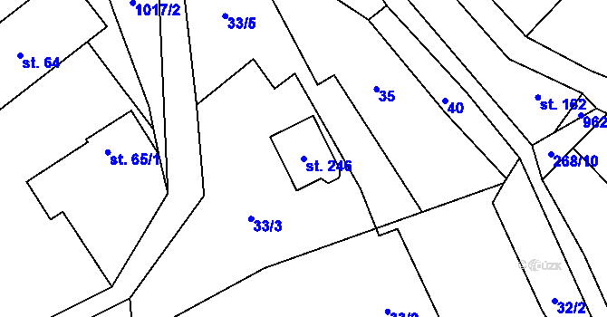 Parcela st. 246 v KÚ Bušín, Katastrální mapa