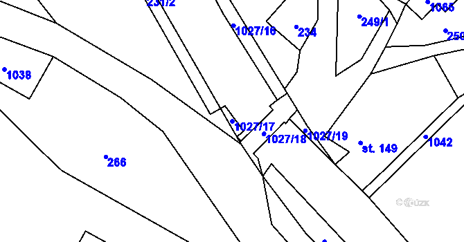 Parcela st. 1027/17 v KÚ Bušín, Katastrální mapa