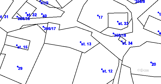 Parcela st. 13 v KÚ Hartíkov, Katastrální mapa