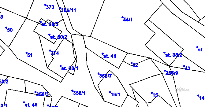 Parcela st. 41 v KÚ Hartíkov, Katastrální mapa