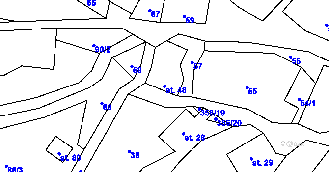 Parcela st. 48 v KÚ Hartíkov, Katastrální mapa