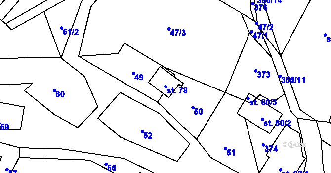 Parcela st. 78 v KÚ Hartíkov, Katastrální mapa