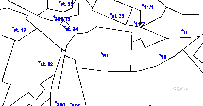Parcela st. 20 v KÚ Hartíkov, Katastrální mapa