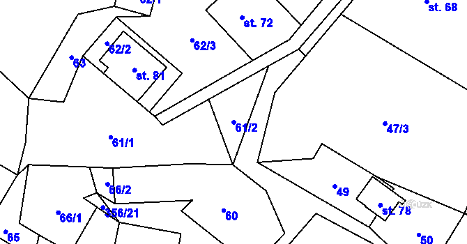 Parcela st. 61/2 v KÚ Hartíkov, Katastrální mapa