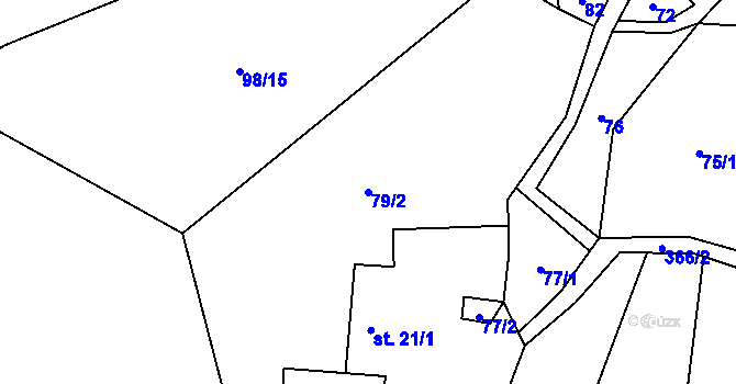 Parcela st. 79/2 v KÚ Hartíkov, Katastrální mapa