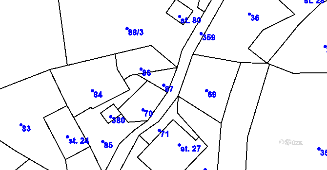 Parcela st. 87 v KÚ Hartíkov, Katastrální mapa