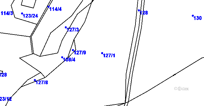 Parcela st. 127/1 v KÚ Hartíkov, Katastrální mapa