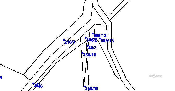 Parcela st. 45/2 v KÚ Hartíkov, Katastrální mapa