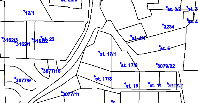 Parcela st. 17/1 v KÚ Buškovice, Katastrální mapa