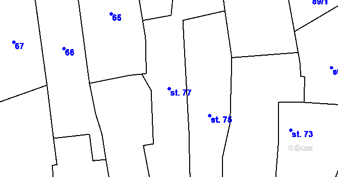 Parcela st. 77 v KÚ Buškovice, Katastrální mapa