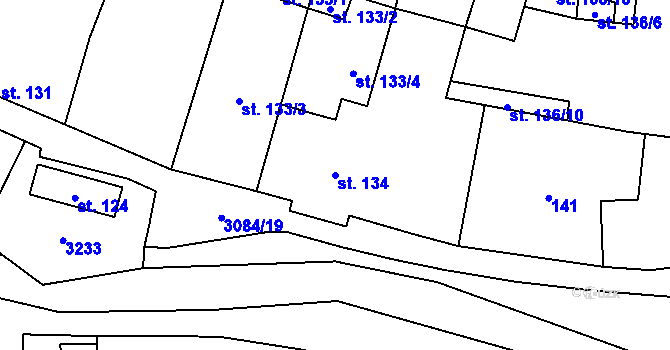 Parcela st. 134 v KÚ Buškovice, Katastrální mapa
