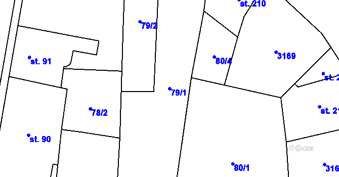 Parcela st. 79/1 v KÚ Buškovice, Katastrální mapa