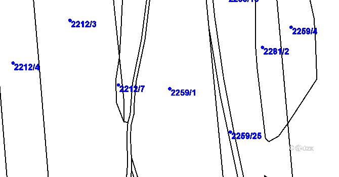 Parcela st. 2259/1 v KÚ Buškovice, Katastrální mapa