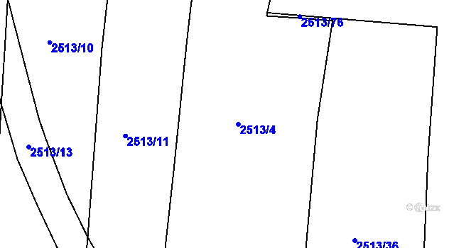 Parcela st. 2513/4 v KÚ Buškovice, Katastrální mapa