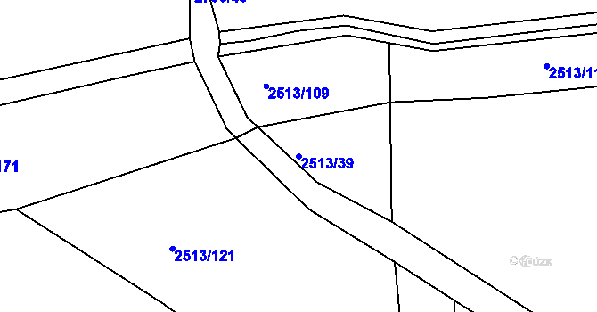 Parcela st. 2513/39 v KÚ Buškovice, Katastrální mapa