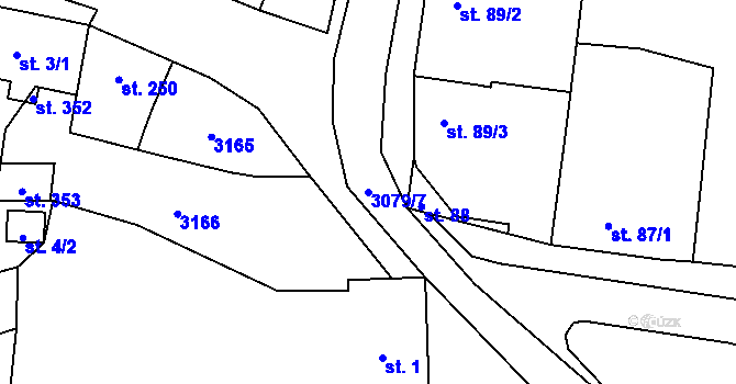 Parcela st. 3079/7 v KÚ Buškovice, Katastrální mapa