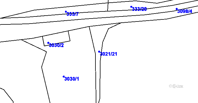 Parcela st. 3021/21 v KÚ Buškovice, Katastrální mapa