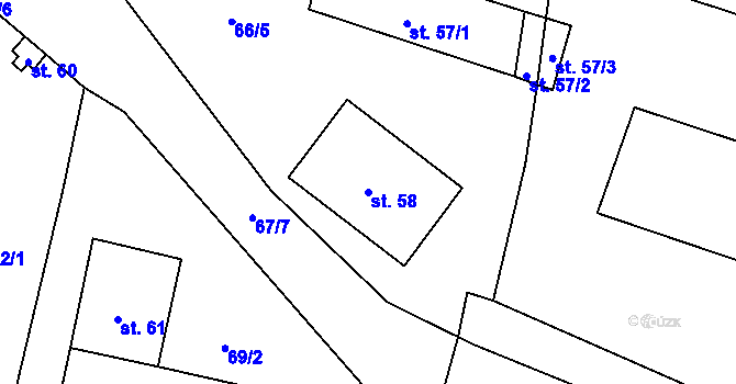 Parcela st. 58 v KÚ Bušovice, Katastrální mapa