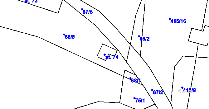 Parcela st. 74 v KÚ Bušovice, Katastrální mapa