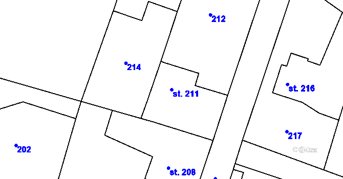 Parcela st. 211 v KÚ Bušovice, Katastrální mapa