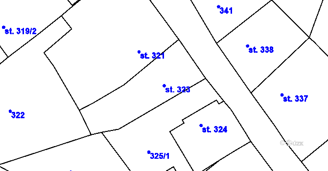 Parcela st. 323 v KÚ Bušovice, Katastrální mapa