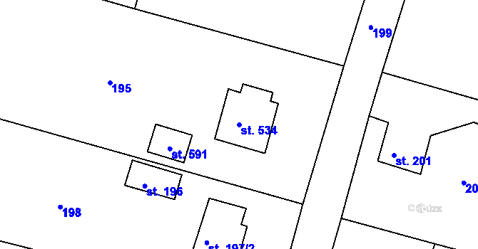 Parcela st. 534 v KÚ Bušovice, Katastrální mapa